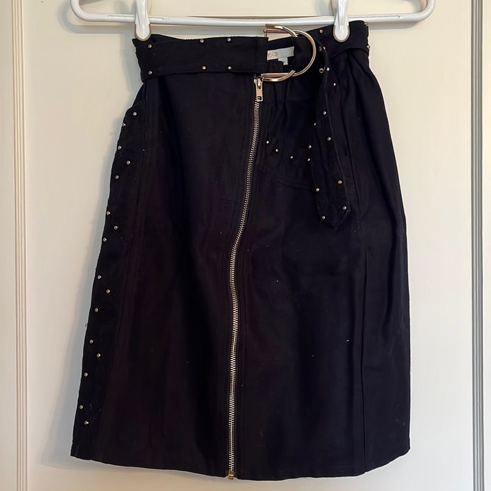 Maje Black Pencil Skirt with Studded Belt